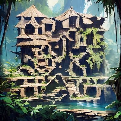 Overgrown Jungle Hut Matte Painting QR Code Art — image 1