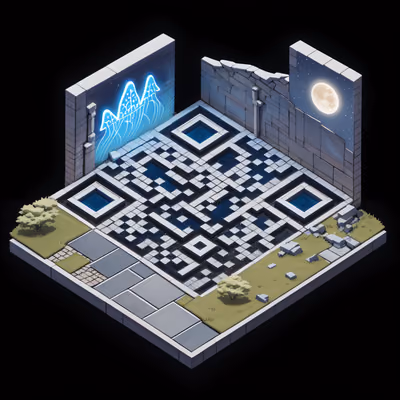Moonlit Stone Ruin Isometric QR Code for Posters — image 1
