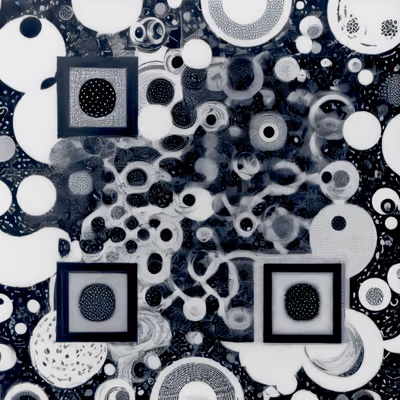 Black and White Circles Abstract QR Code Art — image 1