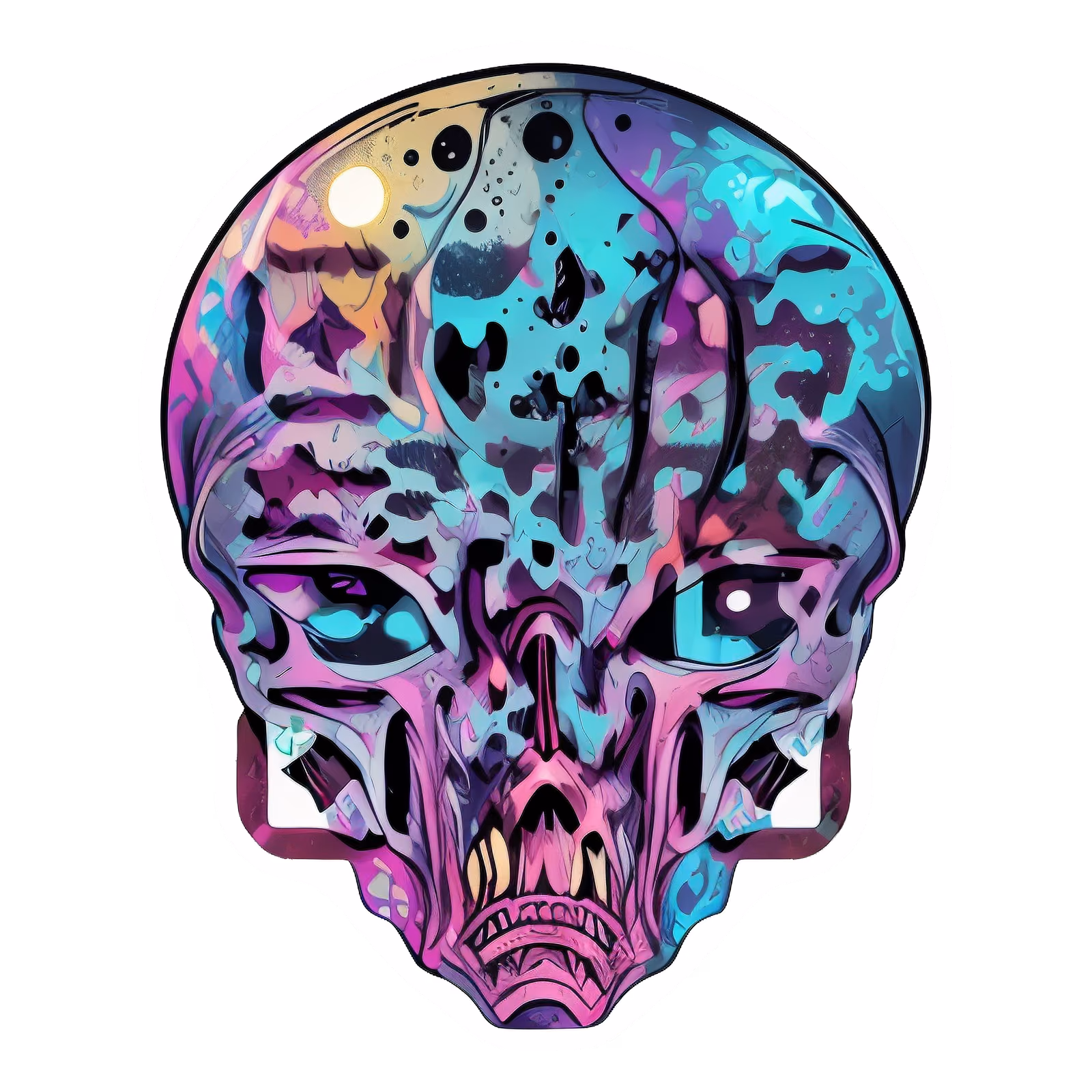 Alien Skull Head Vector QR Code for Stickers — image 1