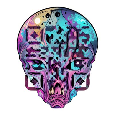 Alien Skull Head Vector QR Code for Stickers