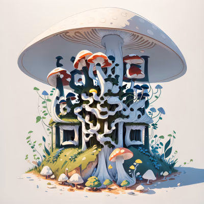 Towering Mushroom Game Art QR Code for Stickers — image 1