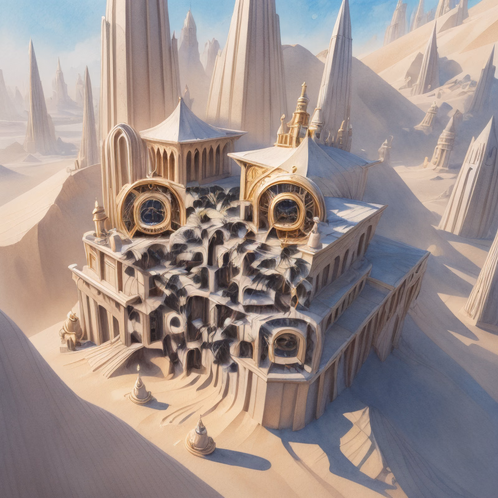 Lost Sand City Fantasy QR Code Art — image 1