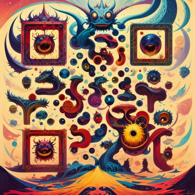 Fantasy Monsters Psychedelic QR Code for Posters