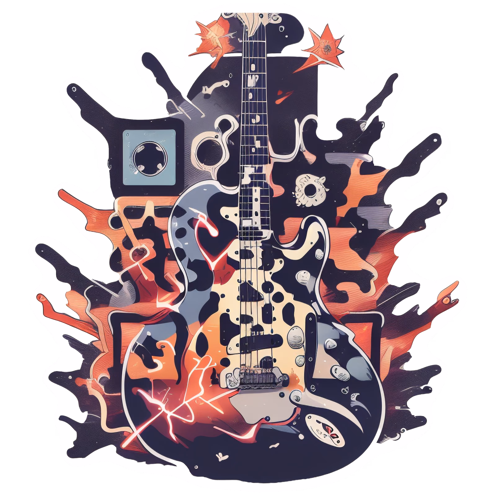 Electric Guitar Abstract Vector QR Code for Stickers — image 1
