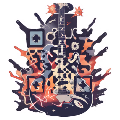 Electric Guitar Abstract Vector QR Code for Stickers — image 1