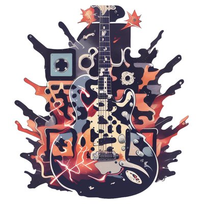 Electric Guitar Abstract Vector QR Code for Stickers