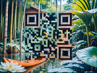 Amazon River Canoe Photorealistic QR Code for Posters — image 1