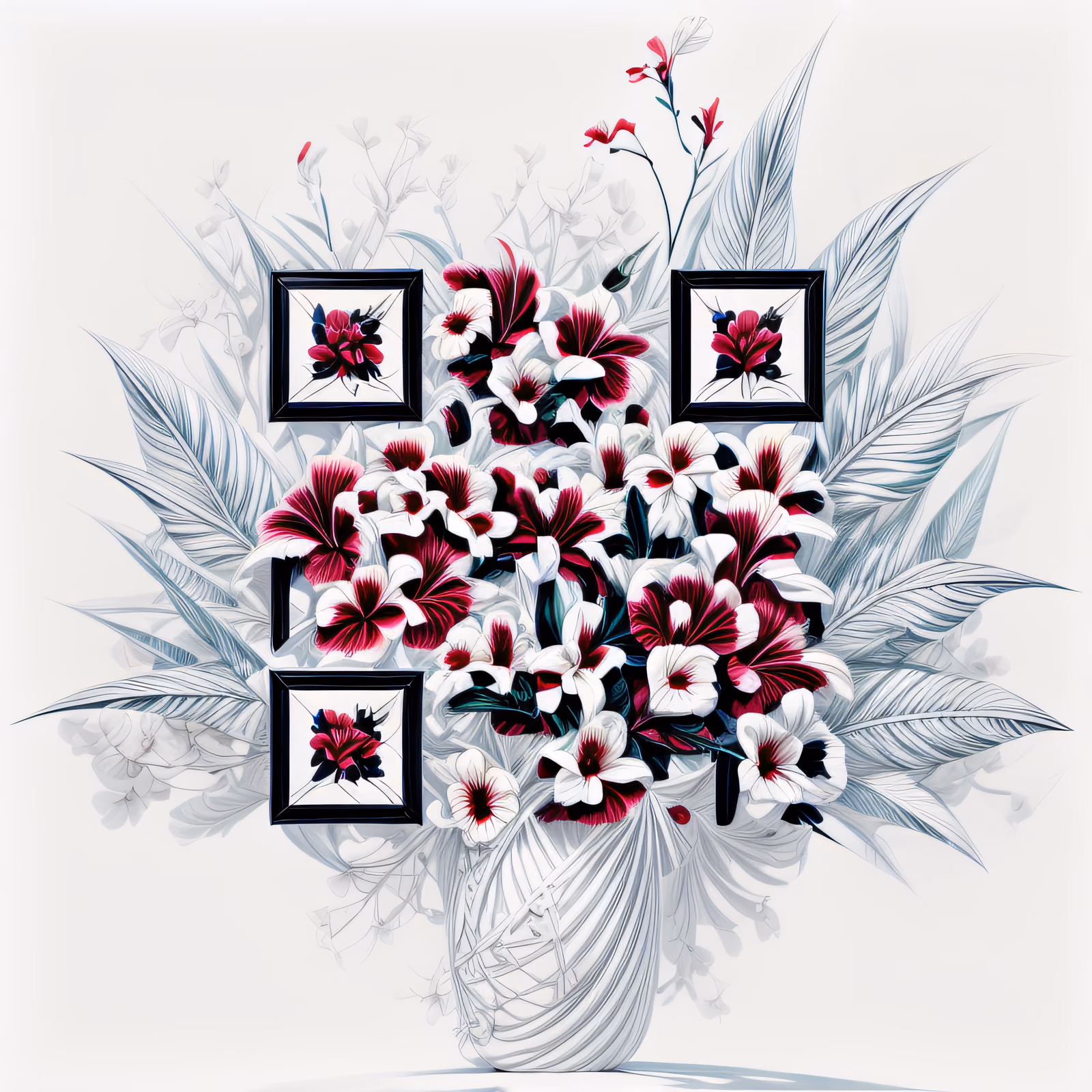 Tropical Flower Bouquet Illustration QR Code Art — image 1