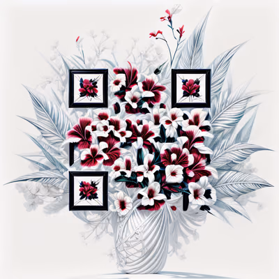 Tropical Flower Bouquet Illustration QR Code Art — image 1