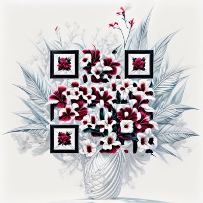 热带花束插画二维码艺术
