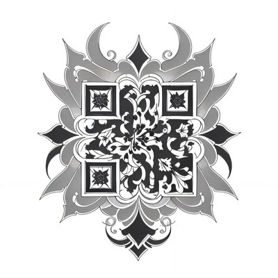 Ornate Filigree Lily Tattoo QR Code for Temporary Tattoos