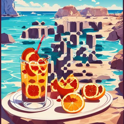 Orange Juice Seaside Vector QR Code for Posters