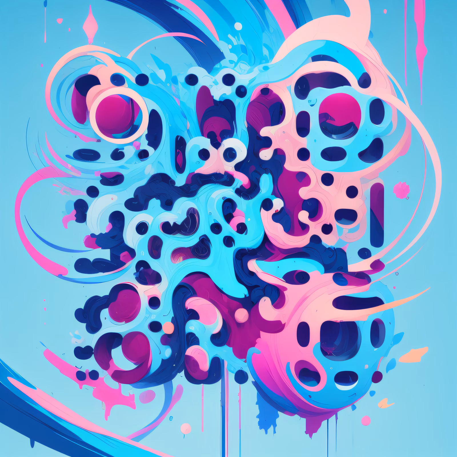 Blue and Pink Fluid Abstract QR Code Art — image 1