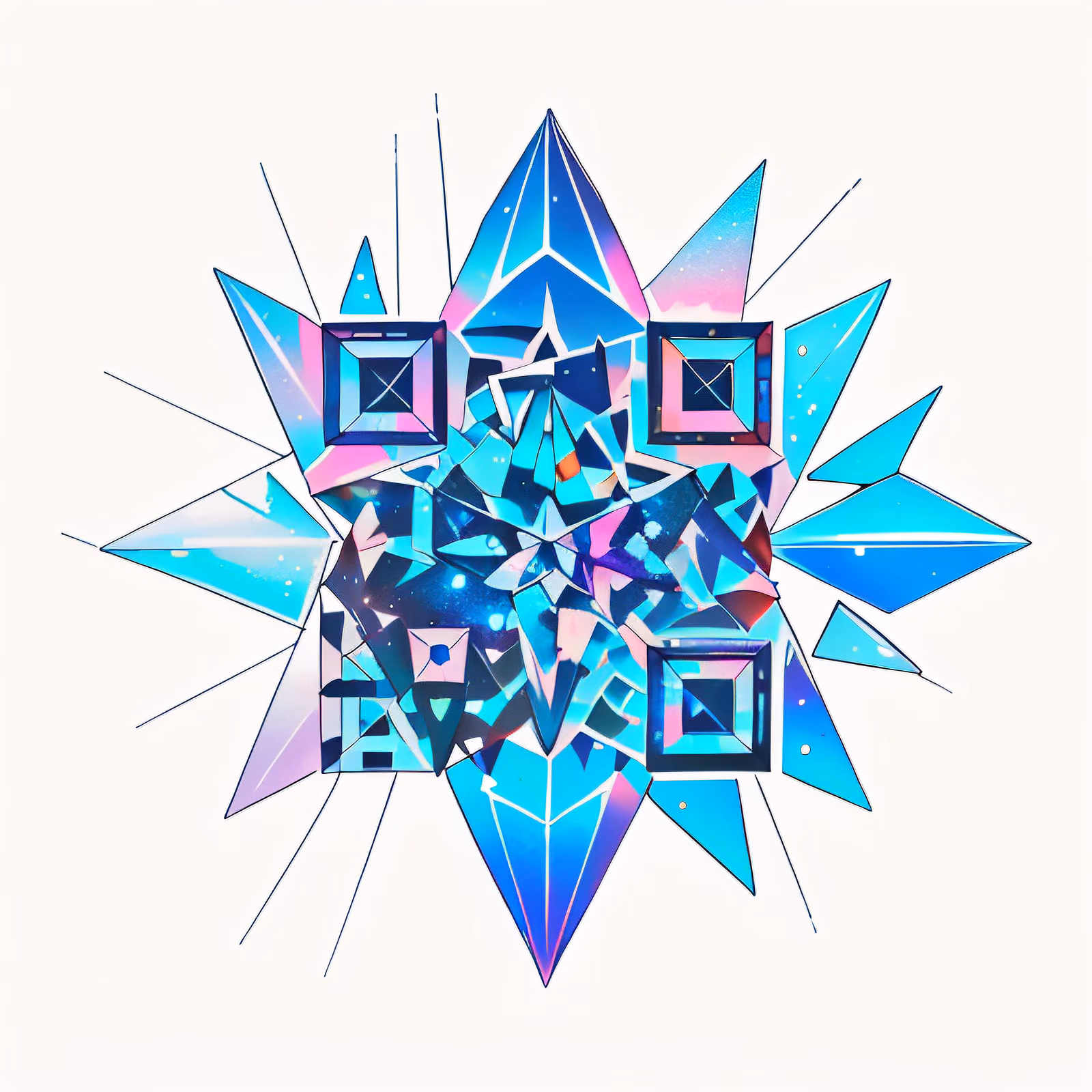 Iridescent Crystal Shards Tattoo QR Code for Temporary Tattoos — image 1