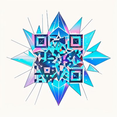 Iridescent Crystal Shards Tattoo QR Code for Temporary Tattoos