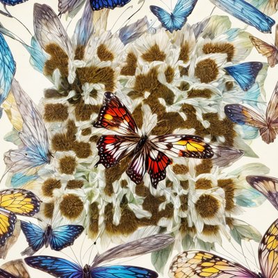 Butterflies and White Flowers Detailed QR Code Art