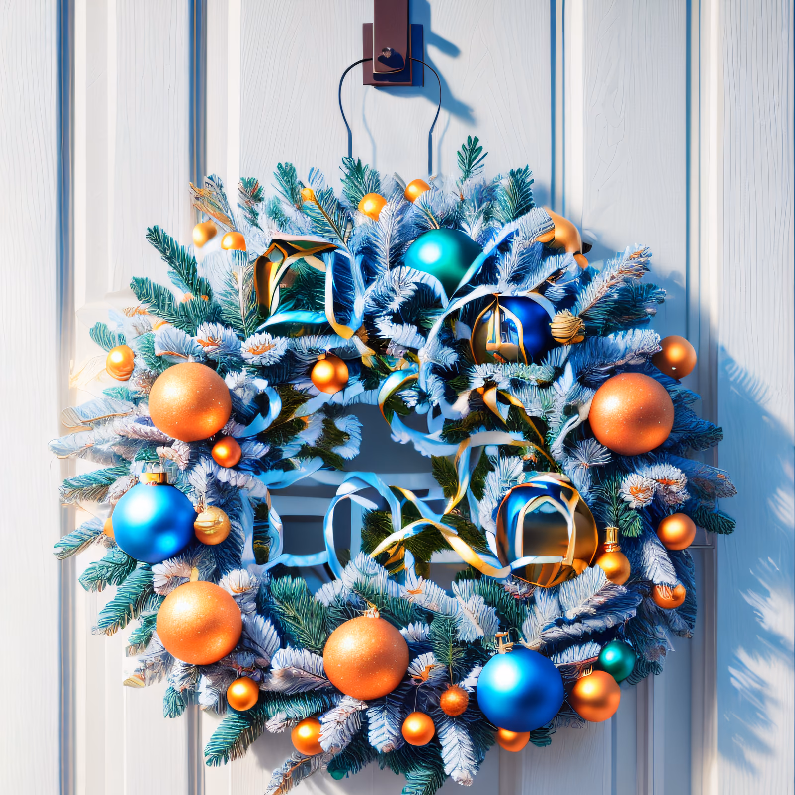 Frosted Christmas Wreath Digital Painting QR Code for Greeting Cards — image 1