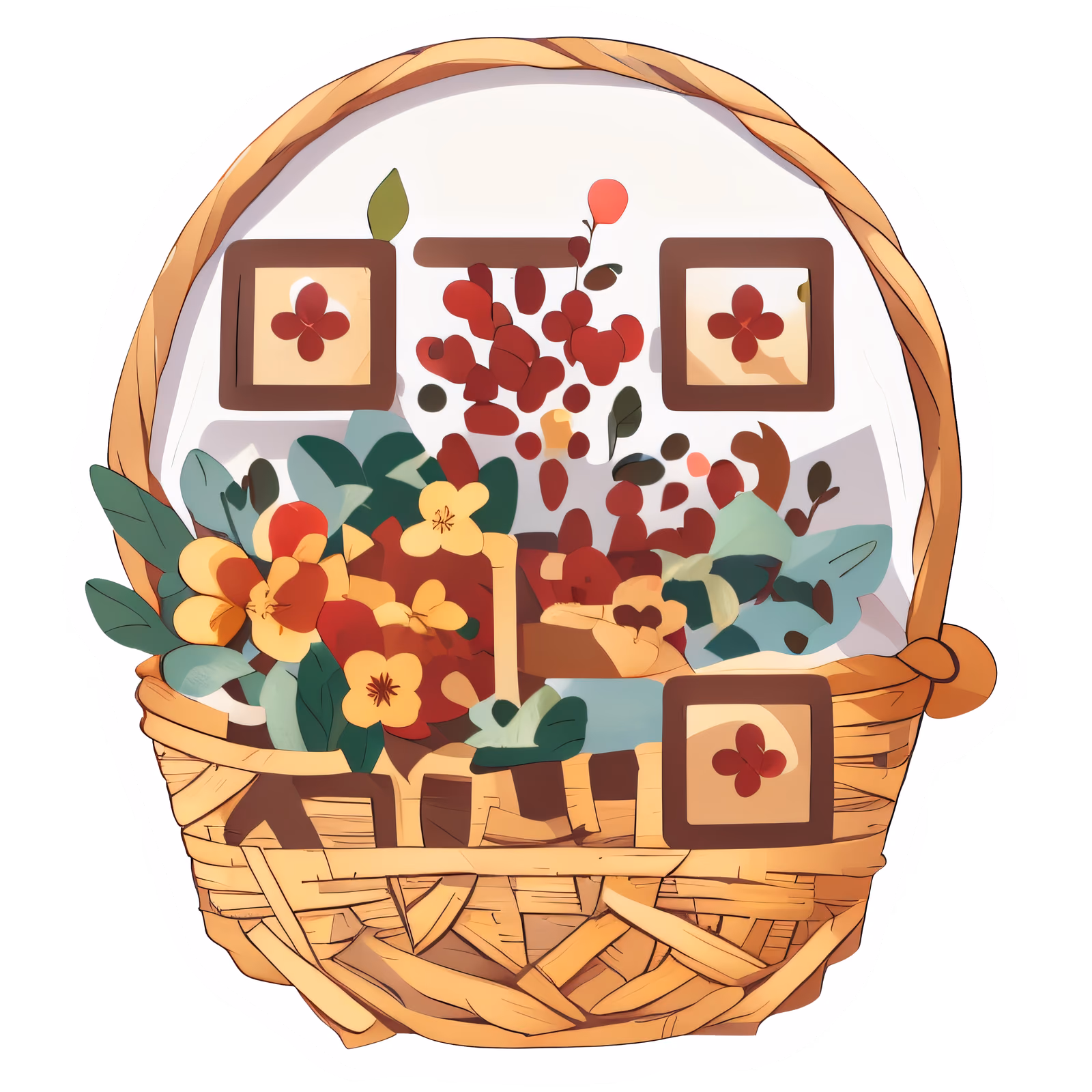 Flower Basket Vector Sticker QR Code for Stickers — image 1