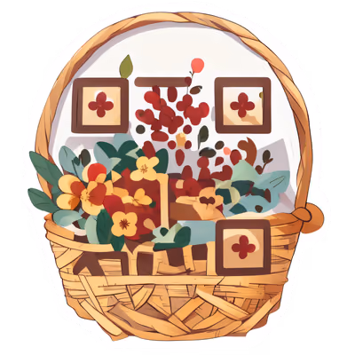 Flower Basket Vector Sticker QR Code for Stickers — image 1