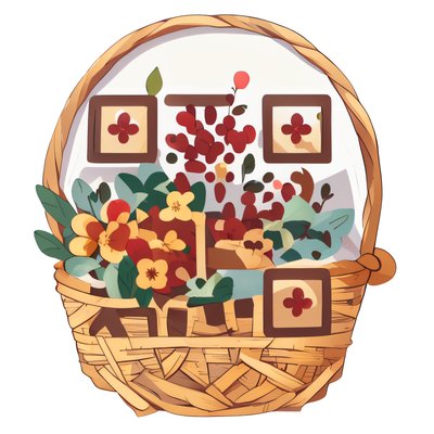 Flower Basket Vector Sticker QR Code for Stickers