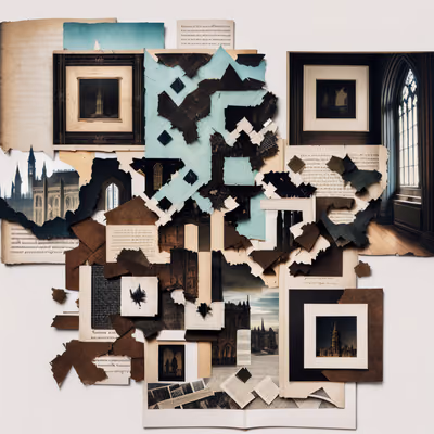 Коллаж из готических книжных страниц: QR-код — изображение 1