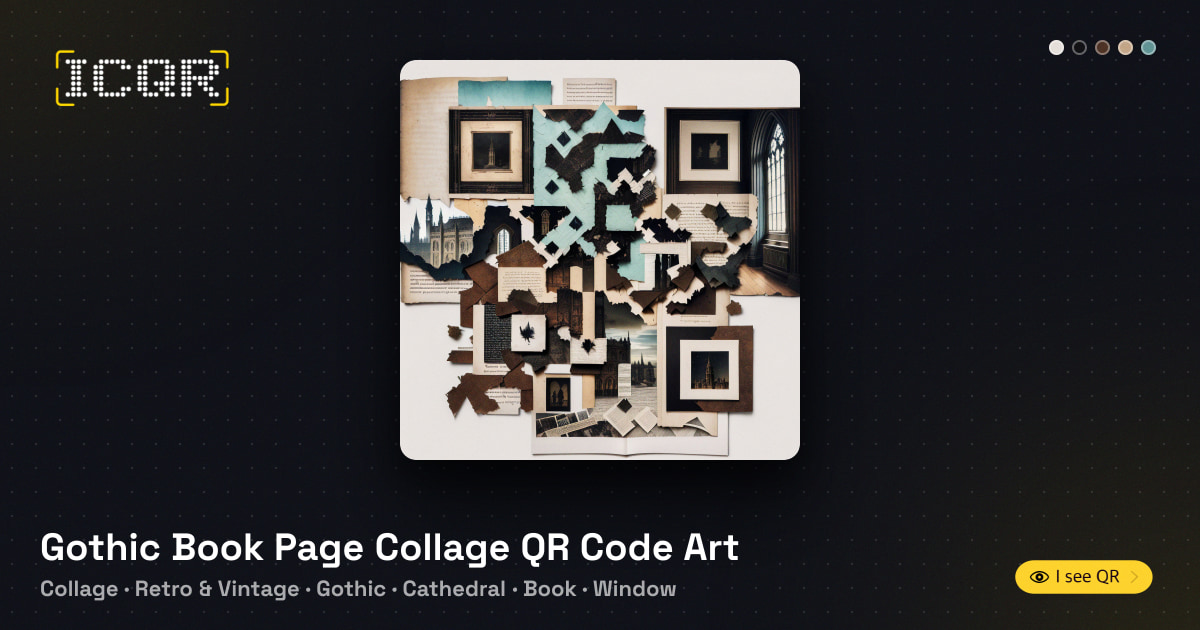 Gothic Book Page Collage QR Code Art • ICQR