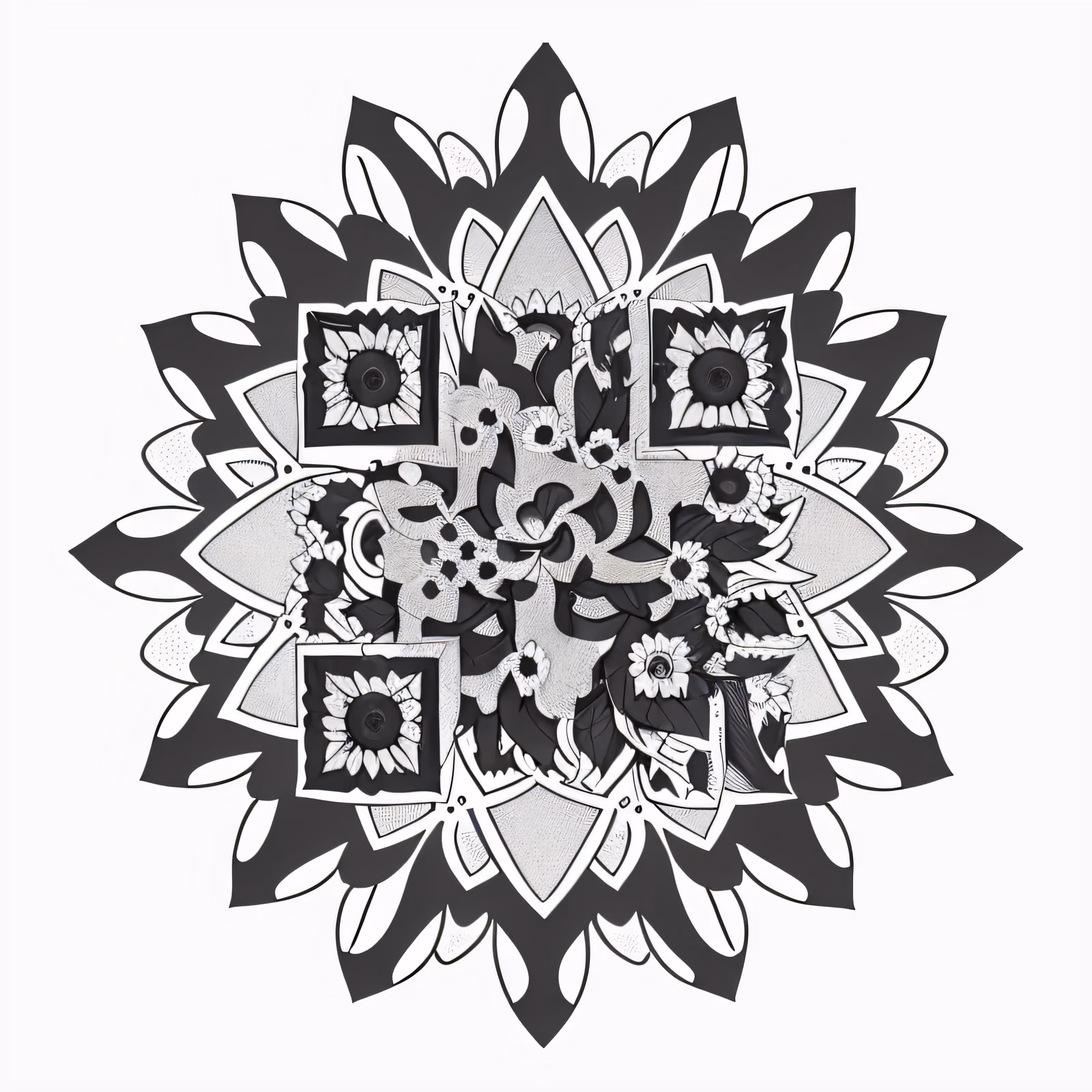 Sunflower Mandala Ink Tattoo QR Code for Temporary Tattoos — image 1