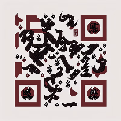 Burgundy Ink Calligraphy QR Code Art — image 1