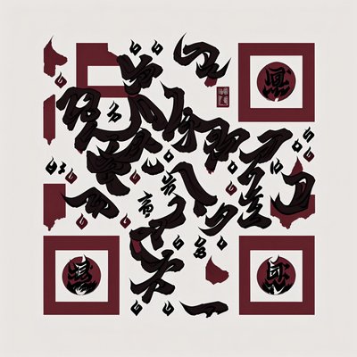 Burgundy Ink Calligraphy QR Code Art
