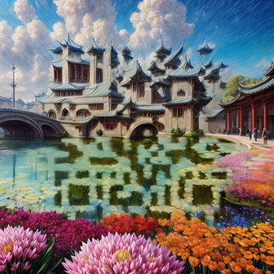 Pond Palace Flower Garden QR Code Art