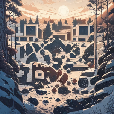 雪谷巨石漫画风格二维码艺术 — 图片 1