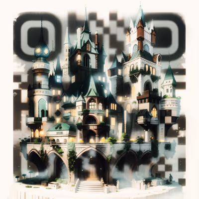 Fantasy Castle City Digital Painting Building QR Code for Posters — image 1