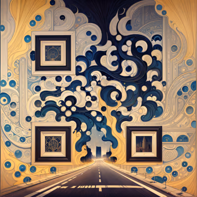 Highway Skyline Art Nouveau QR Code Art — image 1