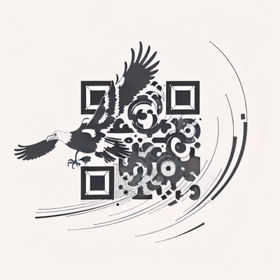 秃鹫与公路纹身风格二维码设计,适用于临时纹身 — 图片 1