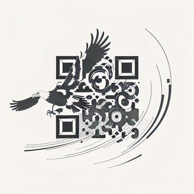 Гриф над шоссе: QR-код в стиле татуировки для временных тату