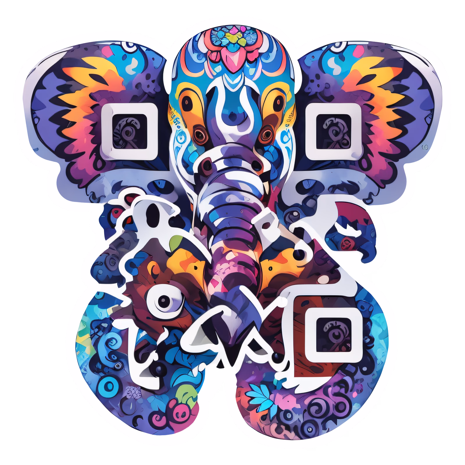 Ornate Elephant Vector Sticker QR Code for Stickers — image 1