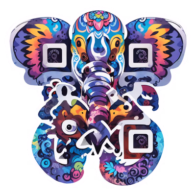 Ornate Elephant Vector Sticker QR Code for Stickers — image 1