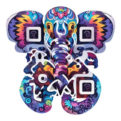 Ornate Elephant Vector Sticker QR Code for Stickers