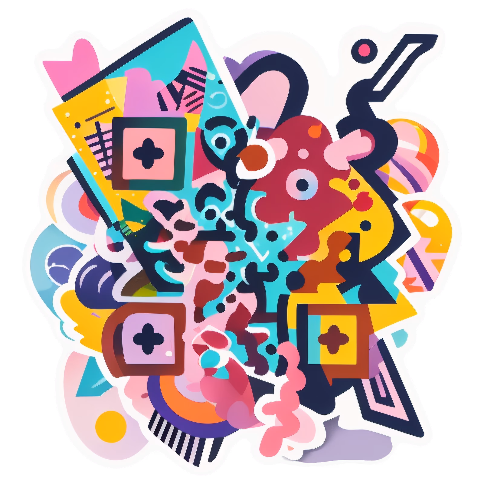 Colorful Geometric Shapes Vector QR Code for Stickers — image 1