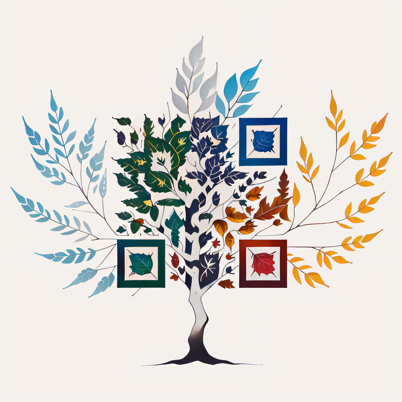 Дерево четырёх времён года: цифровая живопись, QR-код — изображение 1