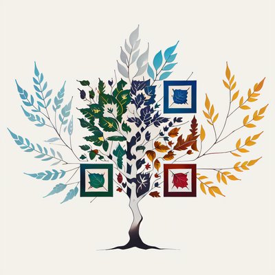 Four Seasons Tree Digital Painting QR Code Art