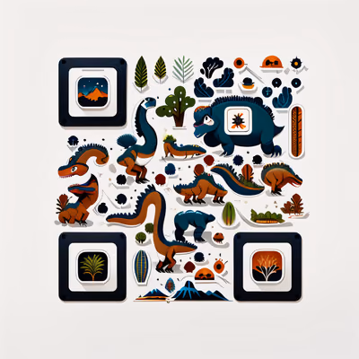 Friendly Dinosaur Icons Vector QR Code for Stickers — image 1