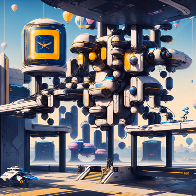 Retrofuturist Zeppelin Station QR Code for Posters — image 1