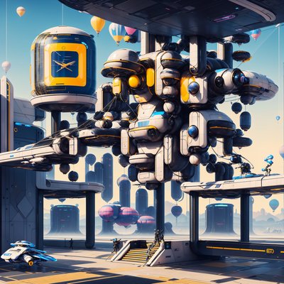 Retrofuturist Zeppelin Station QR Code for Posters