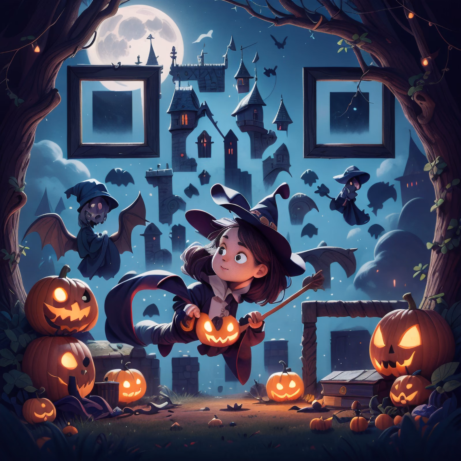 Young Witch Halloween 3D QR Code for Posters — image 1