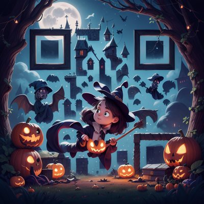 Young Witch Halloween 3D QR Code for Posters