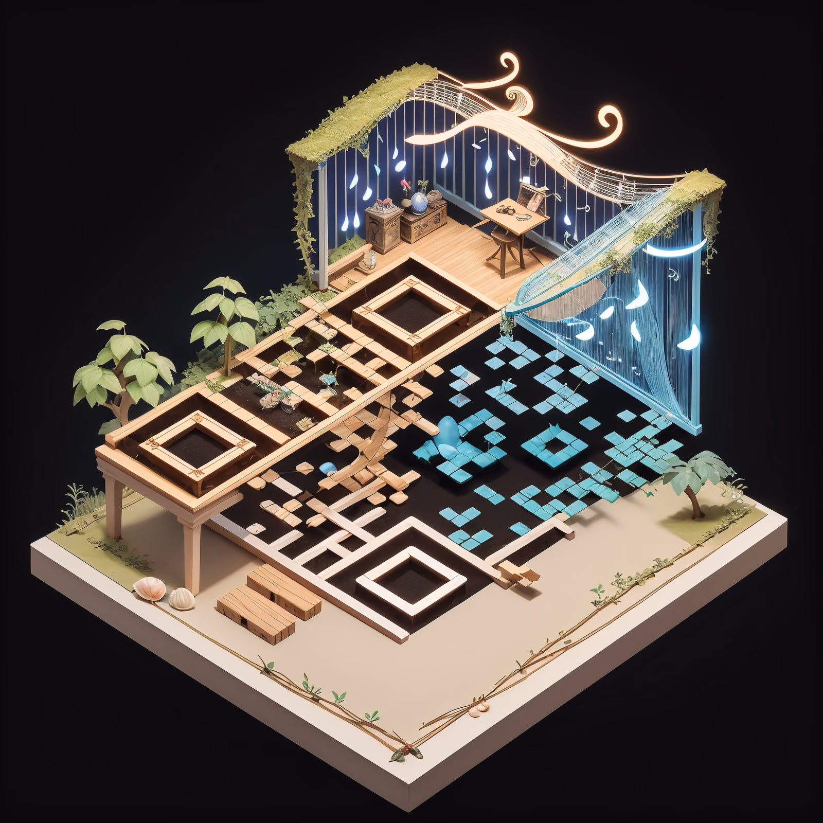 Enchanted Harp Shop Isometric Diorama QR Code for Posters — image 1