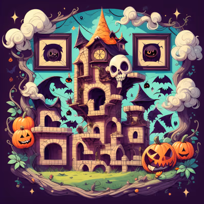 Halloween Castle Cartoon QR Code for Posters — image 1
