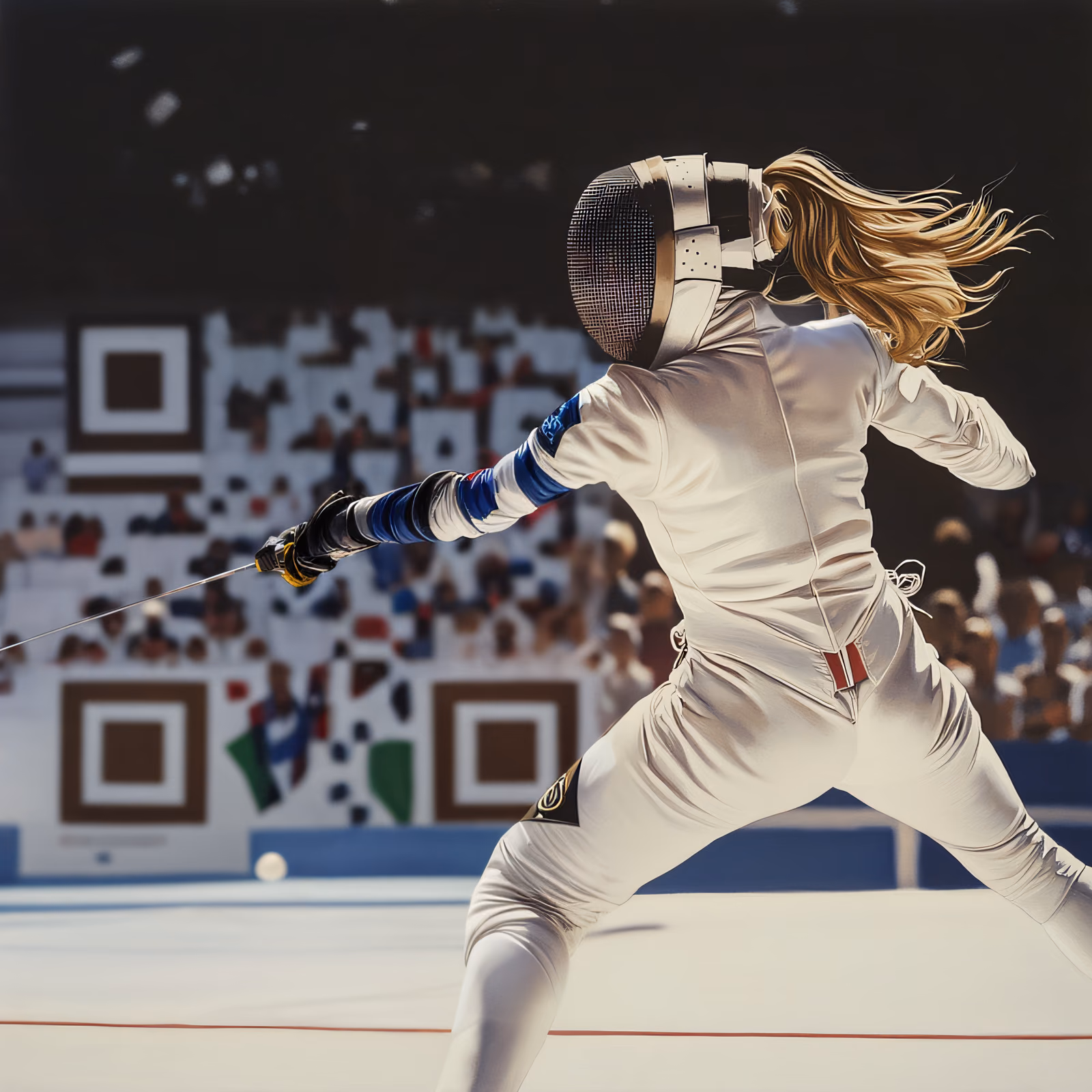 Olympic Fencer Lunging Photorealistic QR Code for Posters — image 1